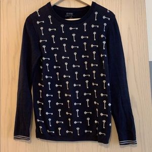 Tommy Hilfiger Skeleton Key Sweater Navy and White